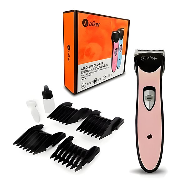 Máquina de Tosa Aiker Ag-097 Recarregável para Cães e Animais de Vários Tamanhos:rosa/único/unissex