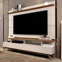 Ver imagem 1 de Rack com Painel Vivare Wood 1,80m Off White e Freijó para TV até 75 Polegadas