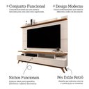 Ver imagem 3 de Rack com Painel Vivare Wood 1,80m Off White e Freijó para TV até 75 Polegadas
