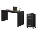 Ver imagem 1 de Mesa para Computador e Gaveteiro Gávea com Chave 4 Gavetas Preto Fosco - Móveis Leão