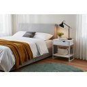 Ver imagem 7 de Mesa Cabeceira Casal 2und. Brancas Gaveta Nicho Apoio Quarto Minimalista
