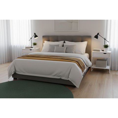 Mesa Cabeceira Casal 2und. Brancas Gaveta Nicho Apoio Quarto Minimalista