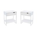 Ver imagem 2 de Mesa Cabeceira Casal 2und. Brancas Gaveta Nicho Apoio Quarto Minimalista