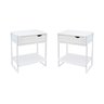 Mesa Cabeceira Casal 2und. Brancas Gaveta Nicho Apoio Quarto Minimalista - 2
