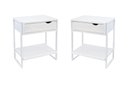 Ver imagem 2 de Mesa Cabeceira Casal 2und. Brancas Gaveta Nicho Apoio Quarto Minimalista
