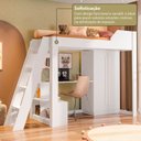 Ver imagem 4 de Cama Alta Beliche Office Infantil e Juvenil com Escrivaninha e Roupeiro Vivace Branco
