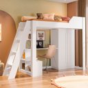 Ver imagem 1 de Cama Alta Beliche Office Infantil e Juvenil com Escrivaninha e Roupeiro Vivace Branco