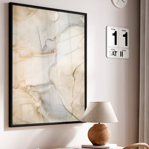 Quadro Decorativo Abstrato Mármore Luxo em Moldura Caixa Tacolado Moldura Trad 1cm Preta sem Vidro 4