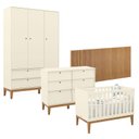 Ver imagem 1 de Quarto de Bebê Unique 3 Portas com Cômoda 6 Gavetas e Painel Ripado Off White Eco Wood - Matic