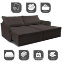 Ver imagem 4 de Sofá sem Caixa Retrátil Baú 1,75m Lounge Linho Marrom cama inbox