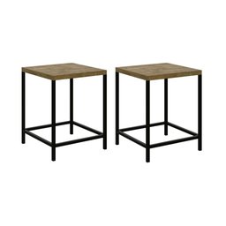 Kit Industrial com 2 Banquetas Baixas - Carvalho/Preto - 1