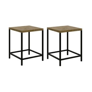 Kit Industrial com 2 Banquetas Baixas - Carvalho/Preto
