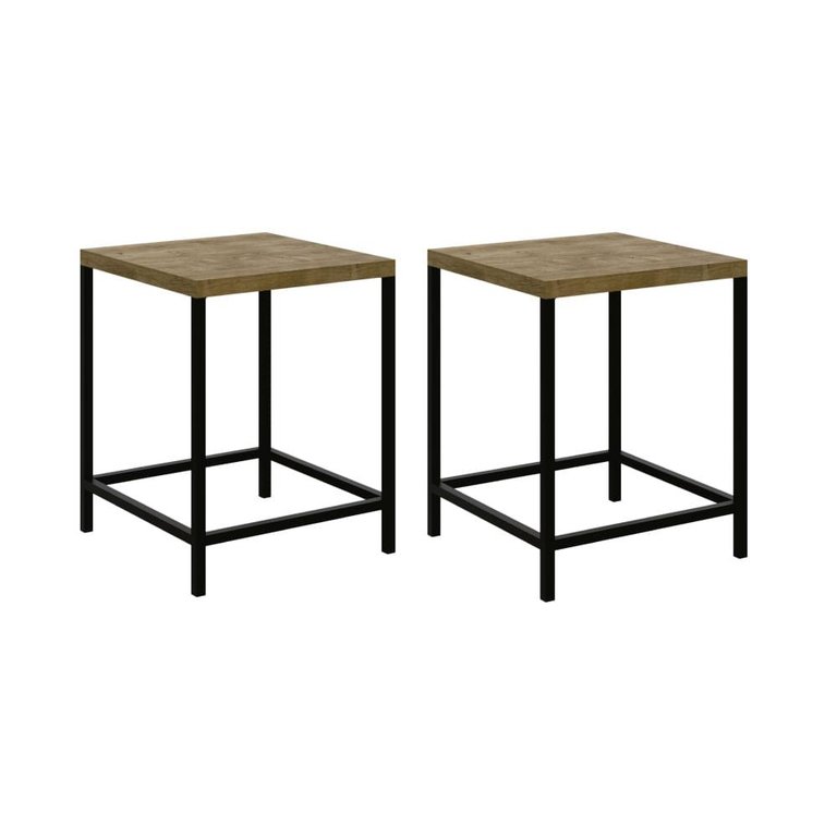 Kit Industrial com 2 Banquetas Baixas - Carvalho/Preto