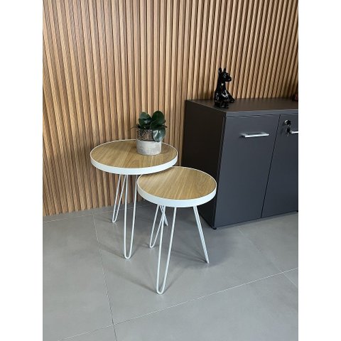 Conjunto Mesa Lateral Siena Freijo BELI HOUSE Branco