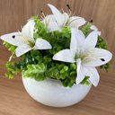 Ver imagem 4 de Arranjo Centro de Mesa Lírio Branco Artificial Vaso Branco