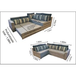 Sofá de Canto SFC_MM 07 Com Mola Ensacada que se Transforma em Sofá Cama de Casal Resistente e Confo - 5