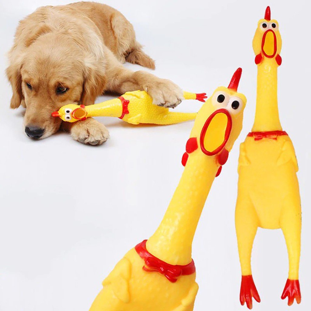 Frango Galinha Galo 16 cm Brinquedo Borracha Mordedor Sonoro Para Pet Cachorro Cão