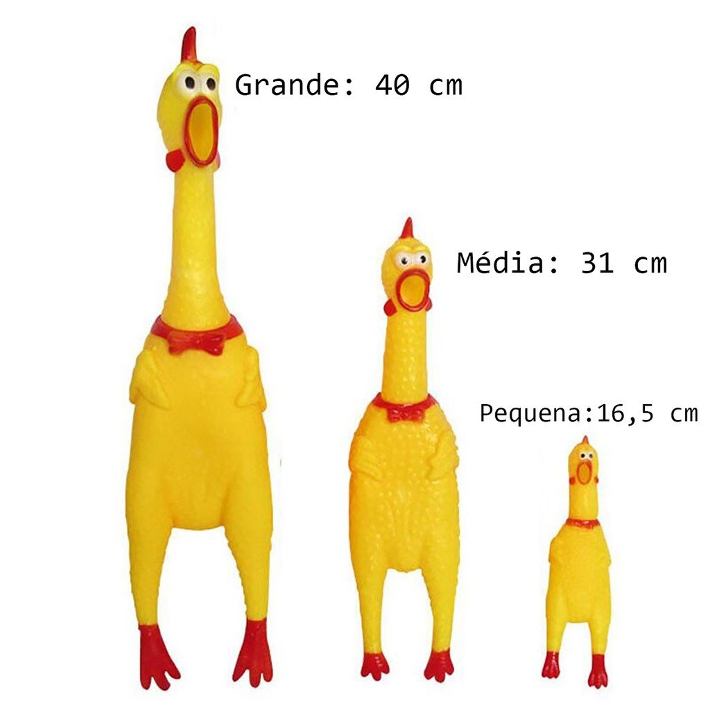 Frango Galinha Galo 16 cm Brinquedo Borracha Mordedor Sonoro Para Pet Cachorro Cão - 3