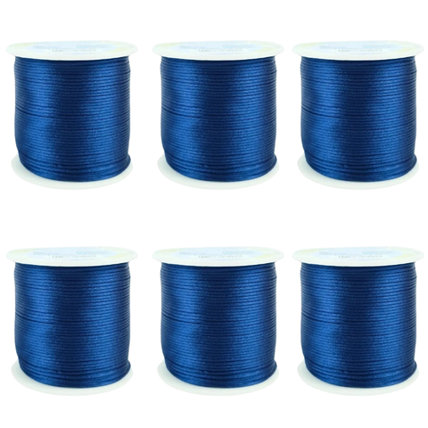 Kit com 6 Cetim Rabo de Rato 1mm Rolo com 100 M Azul Marinho
