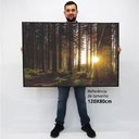 Ver imagem 2 de Quadro Decorativo Caixa Alta com Vidro as Árvores e o Nascer do Sol TaColado Moldura Branca 120 x 8