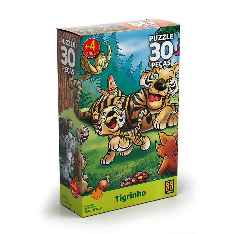 Quebra-Cabeça Infantil - 30 Peças - Tigrinho - Grow | MadeiraMadeira