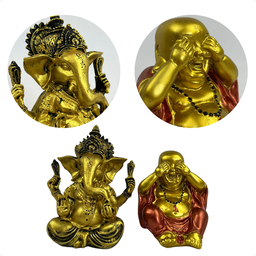 Buda Tailandês + Deusa Ganesha Estatua Resina Decoração Paz - 2