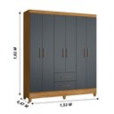 Ver imagem 6 de Guarda Roupa Casal 6 Portas e 2 Gavetas Panamá - Freijo / Cinza Freijo / Cinza
