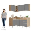 Ver imagem 5 de Armário de Cozinha Modulado de Canto Direito 4 Peças Cp38 Balcão com Tampo Castanho/cinza - Lumil Lu