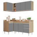 Ver imagem 1 de Armário de Cozinha Modulado de Canto Direito 4 Peças Cp38 Balcão com Tampo Castanho/cinza - Lumil Lu