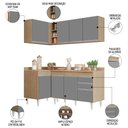Ver imagem 3 de Armário de Cozinha Modulado de Canto Direito 4 Peças Cp38 Balcão com Tampo Castanho/cinza - Lumil Lu