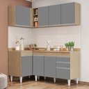 Ver imagem 2 de Armário de Cozinha Modulado de Canto Direito 4 Peças Cp38 Balcão com Tampo Castanho/cinza - Lumil Lu