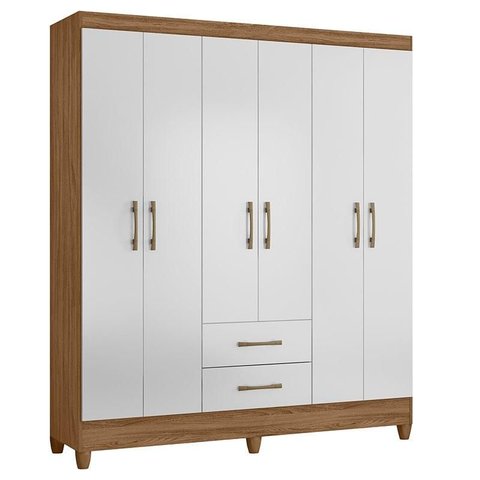Guarda Roupa Casal Panamá 6 Portas Naturale Branco - Moval
