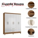 Ver imagem 4 de Guarda Roupa Casal Panamá 6 Portas Naturale Branco - Moval