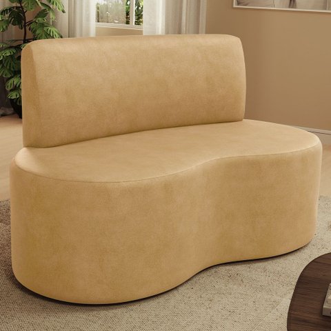 Sofá 2 Lugares 140cm Orgânico para Sala de Estar Living Larissa L02 Couríssimo Fendi - Lyam Decor