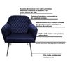 Kit 2 Poltronas Decorativas Versalhes Pés Palito Polido Veludo Azul Marinho - Gran Belo - 3