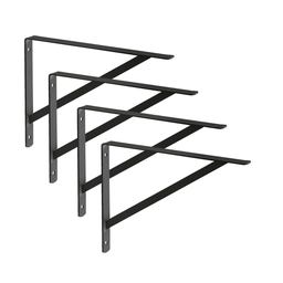 4x Suporte Mão Francesa Forte P/ Prateleira 40cm - Preta - 1