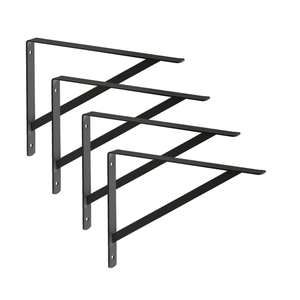 4x Suporte Mão Francesa Forte P/ Prateleira 40cm - Preta