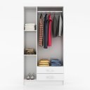 Ver imagem 3 de Conjunto Quarto de Solteiro com Guarda-Roupa e Cômoda Sapateira Evidência Móveis