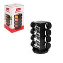 Ver imagem 1 de Porta Condimentos Giratório Preto 8 Potes 80ml Vidro