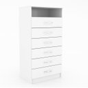 Ver imagem 4 de Quarto Solteiro com Guarda Roupa 4 Portas e Cômoda 6 Gavetas Branco