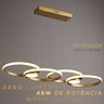 Pendente Anéis Dourado Led 48w 3 Temperaturas 3000k 4000k 6500k Bivolt Iluminação Moderna para Ambie - 5