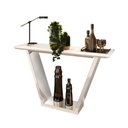 Ver imagem 2 de Aparador Fratello Sala Quarto Casal Tampo Arredondado Com Espelho Madeira MDF Branco Off White