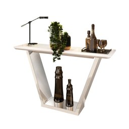 Aparador Fratello Sala Quarto Casal Tampo Arredondado Com Espelho Madeira MDF Branco Off White - 2