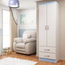 Ver imagem 3 de Guarda-Roupa de Bebê 2 Portas e Cômoda 6 Gavetas Evidência Móveis