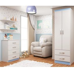 Guarda-Roupa de Bebê 2 Portas e Cômoda 6 Gavetas Evidência Móveis - 1 Guarda-Roupa de Bebê 2 Portas e Cômoda 6 Gavetas Evidência Móveis - 1
