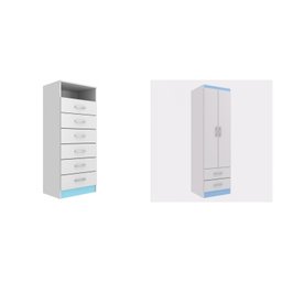 Guarda-Roupa de Bebê 2 Portas e Cômoda 6 Gavetas Evidência Móveis - 2 Guarda-Roupa de Bebê 2 Portas e Cômoda 6 Gavetas Evidência Móveis - 2