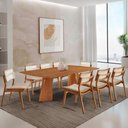 Ver imagem 1 de Sala de Jantar Mesa Florida 220cm Tampo Laminado Barril e 8 Cadeiras Eva Premium Moderna Mobília