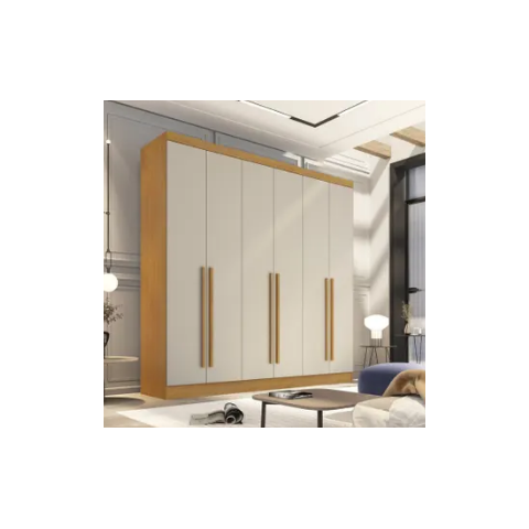 Guarda Roupa Casal 100% MDF 6 Portas 4 Gavetas 219cm Uberaba Cinamomo/Off White - Valverde