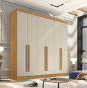 Ver imagem 1 de Guarda Roupa Casal 100% MDF 6 Portas 4 Gavetas 219cm Uberaba Cinamomo/Off White - Valverde