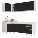 Ver imagem 1 de Armário de Cozinha Modulado de Canto Direito 4 Peças Cp40 Balcão sem Tampo Branco/preto - Lumil Lumi